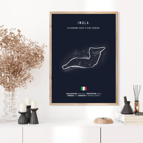 Affiche ou Tableau du Circuit de Formule 1 Autodromo Enzo e Dino Ferrari à Imola en Italie