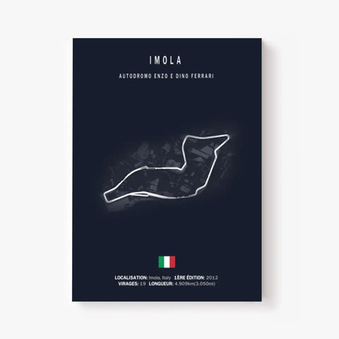Affiche ou Tableau du Circuit de Formule 1 Autodromo Enzo e Dino Ferrari à Imola en Italie