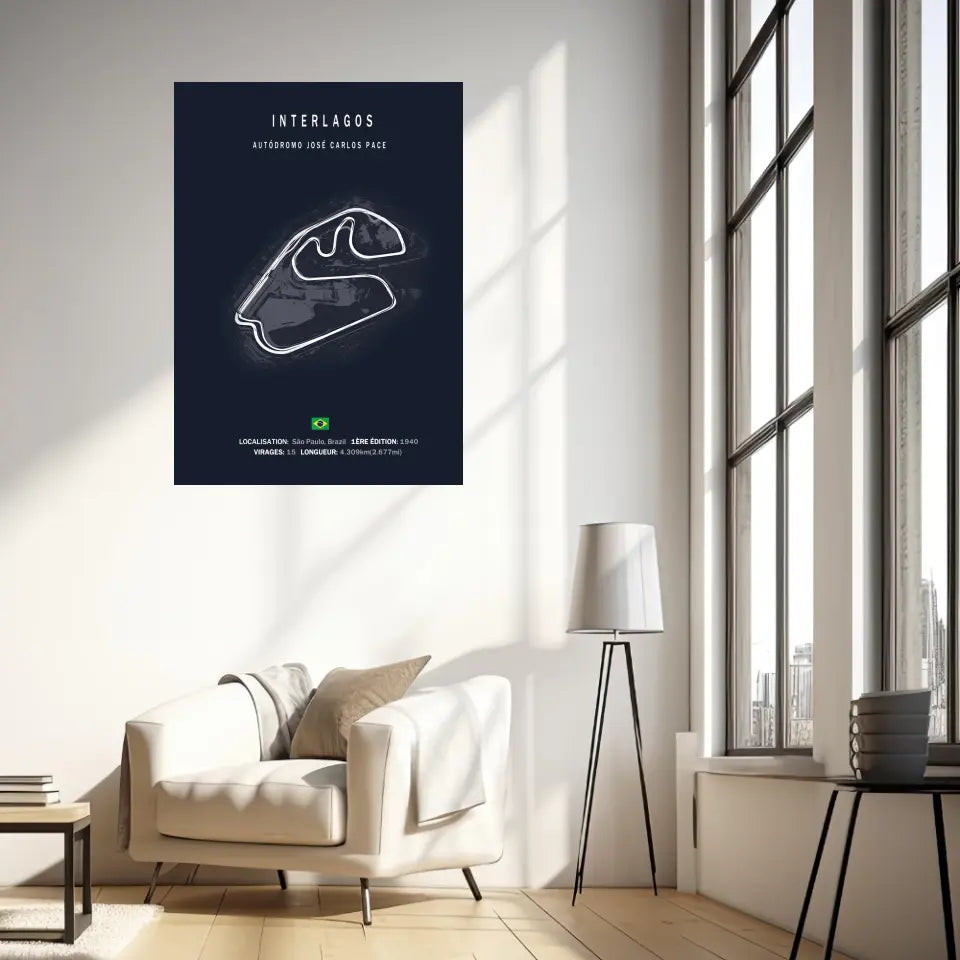Affiche ou Tableau du Circuit de Formule 1 Autódromo José Carlos Pace Interlagos Brésil