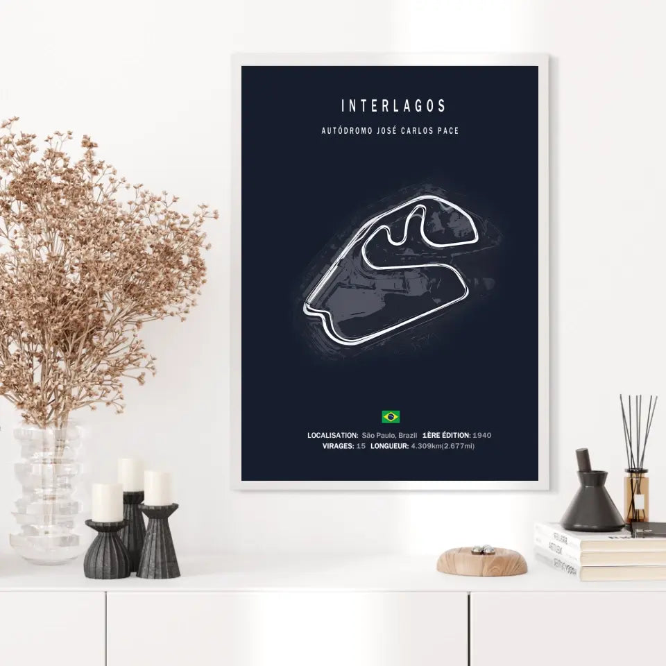 Affiche ou Tableau du Circuit de Formule 1 Autódromo José Carlos Pace Interlagos Brésil