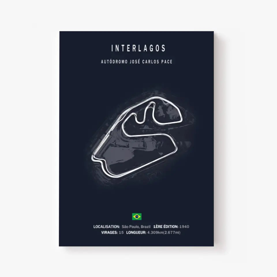 Affiche ou Tableau du Circuit de Formule 1 Autódromo José Carlos Pace Interlagos Brésil