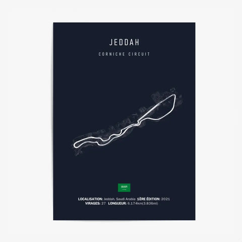Affiche ou Tableau du Circuit de Formule 1 Corniche Circuit à Jeddah en Arabie Saoudite
