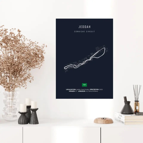 Affiche ou Tableau du Circuit de Formule 1 Corniche Circuit à Jeddah en Arabie Saoudite