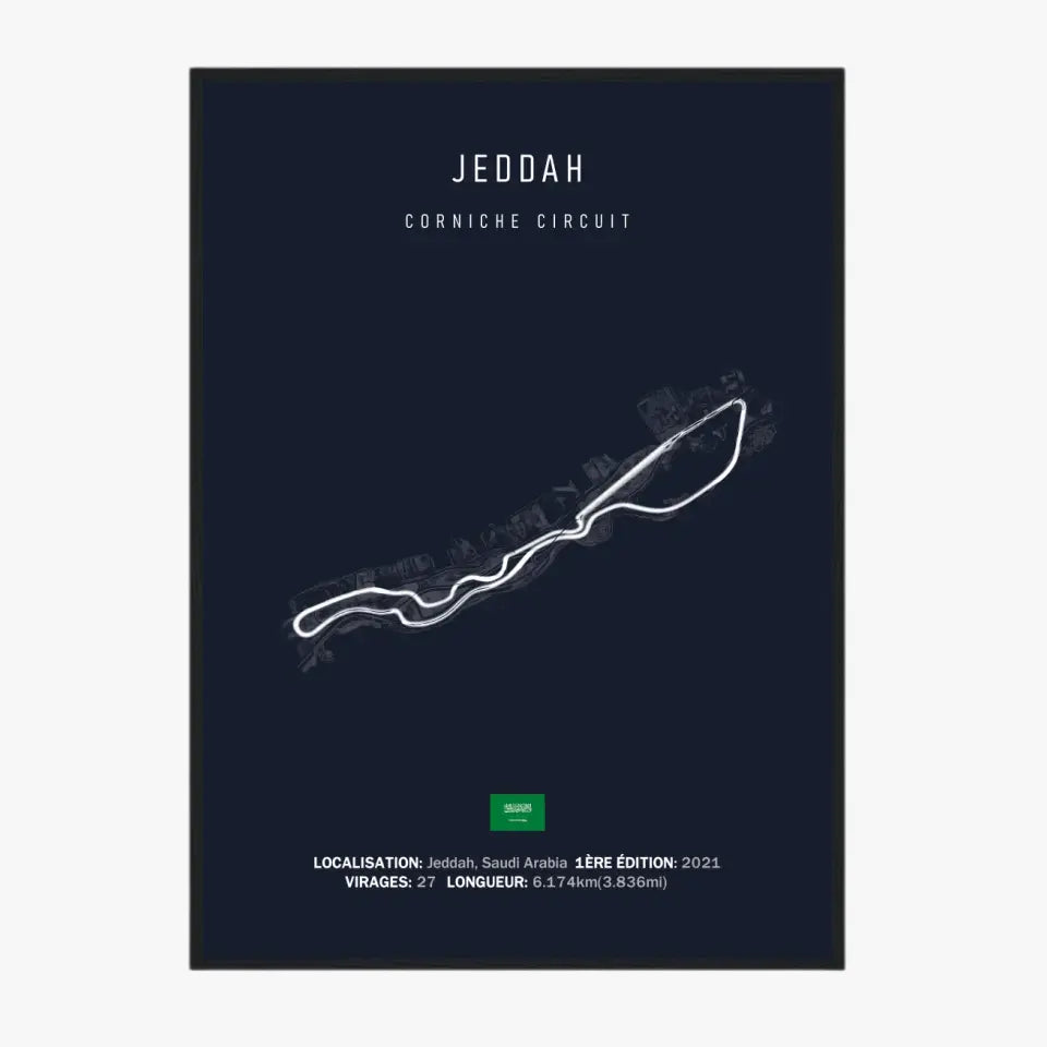 Affiche ou Tableau du Circuit de Formule 1 Corniche Circuit à Jeddah en Arabie Saoudite
