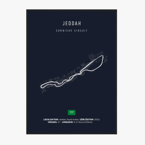 Affiche ou Tableau du Circuit de Formule 1 Corniche Circuit à Jeddah en Arabie Saoudite
