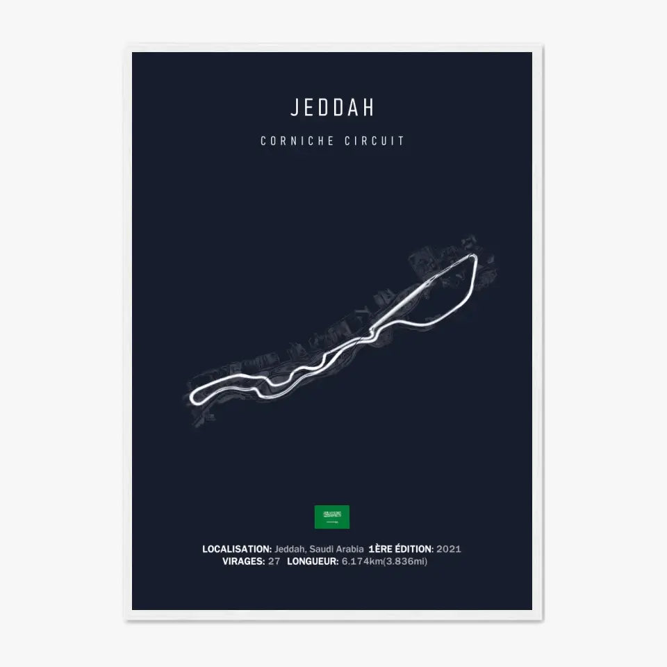 Affiche ou Tableau du Circuit de Formule 1 Corniche Circuit à Jeddah en Arabie Saoudite