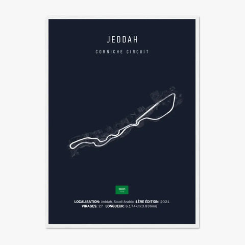 Affiche ou Tableau du Circuit de Formule 1 Corniche Circuit à Jeddah en Arabie Saoudite
