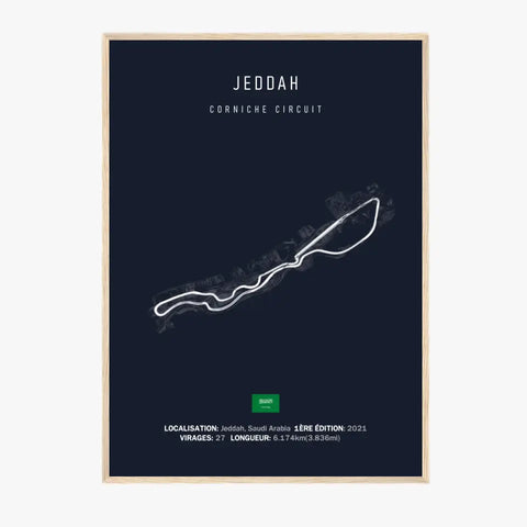 Affiche ou Tableau du Circuit de Formule 1 Corniche Circuit à Jeddah en Arabie Saoudite