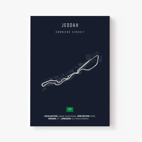 Affiche ou Tableau du Circuit de Formule 1 Corniche Circuit à Jeddah en Arabie Saoudite