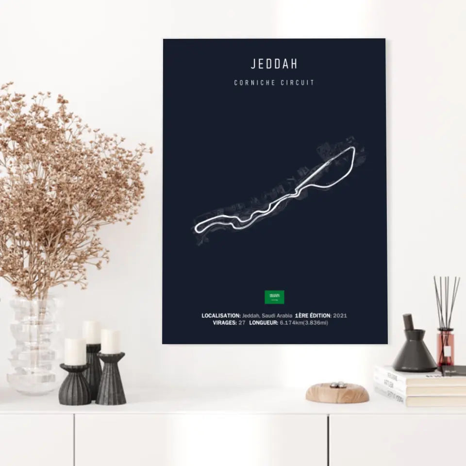 Affiche ou Tableau du Circuit de Formule 1 Corniche Circuit à Jeddah en Arabie Saoudite