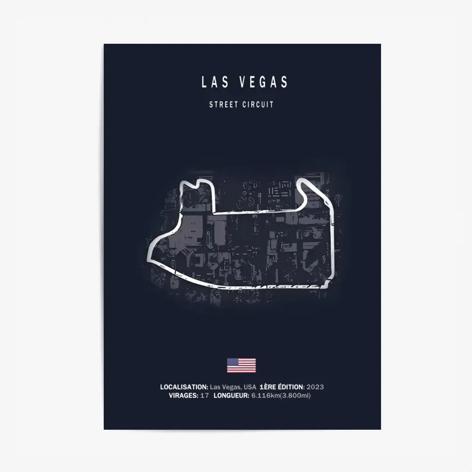 Affiche ou Tableau du Circuit de Formule 1 de Las Vegas Street Circuit USA