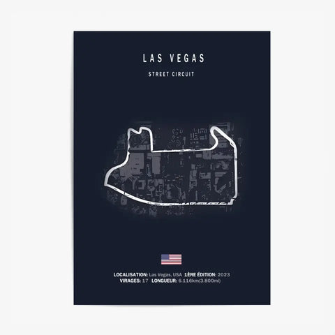 Affiche ou Tableau du Circuit de Formule 1 de Las Vegas Street Circuit USA