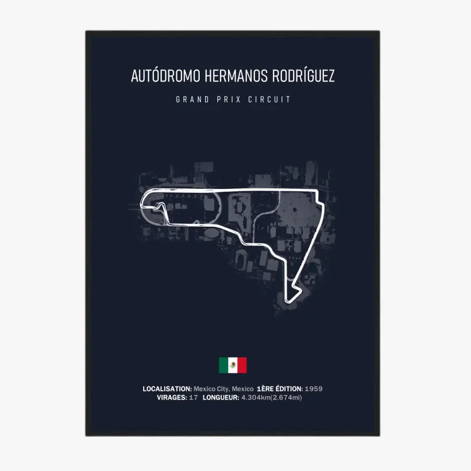 Affiche ou Tableau du Circuit de Formule 1 Autódromo Hermanos Rodríguez au Mexique