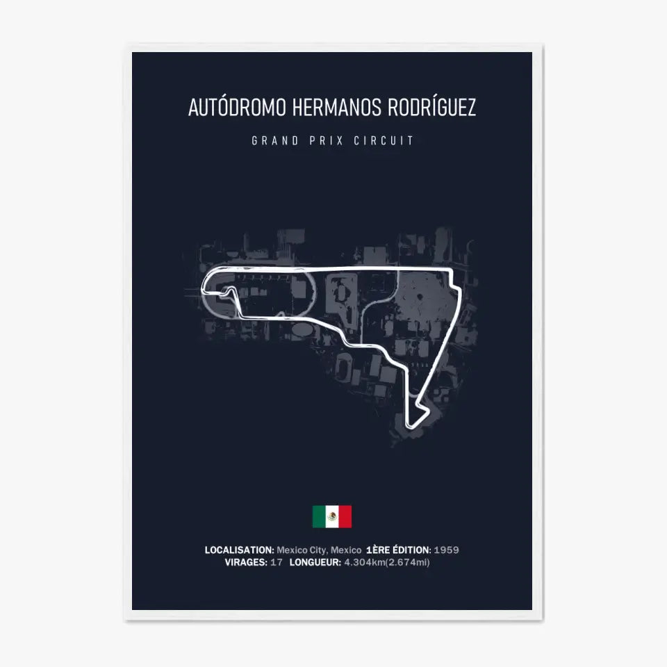 Affiche ou Tableau du Circuit de Formule 1 Autódromo Hermanos Rodríguez au Mexique