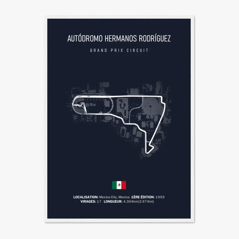 Affiche ou Tableau du Circuit de Formule 1 Autódromo Hermanos Rodríguez au Mexique