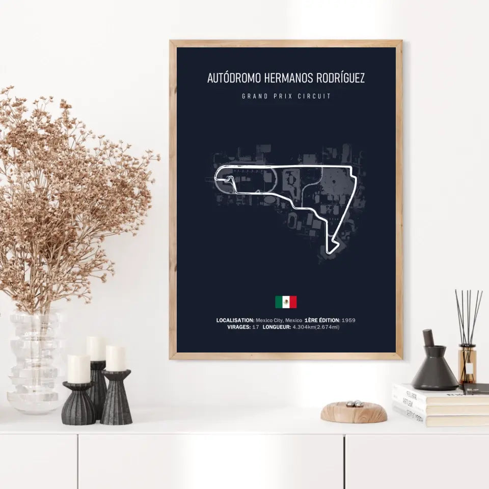 Affiche ou Tableau du Circuit de Formule 1 Autódromo Hermanos Rodríguez au Mexique