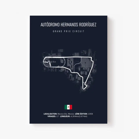 Affiche ou Tableau du Circuit de Formule 1 Autódromo Hermanos Rodríguez au Mexique