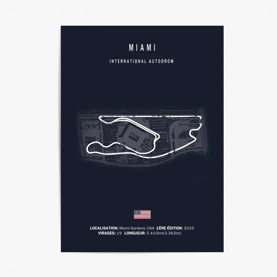 Affiche ou Tableau du Circuit de Formule 1 International Autodrom à Miami USA