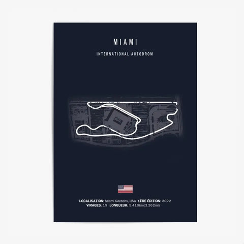 Affiche ou Tableau du Circuit de Formule 1 International Autodrom à Miami USA