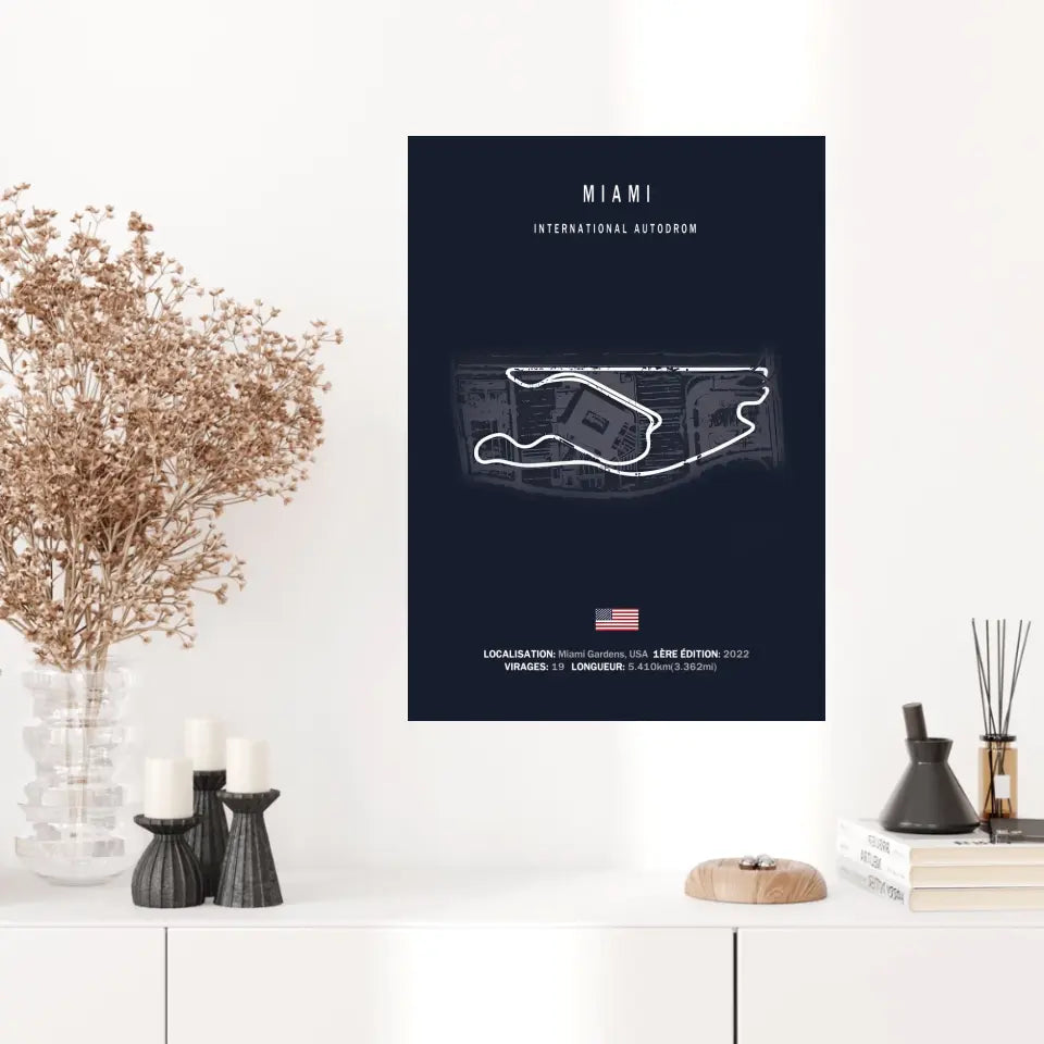 Affiche ou Tableau du Circuit de Formule 1 International Autodrom à Miami USA