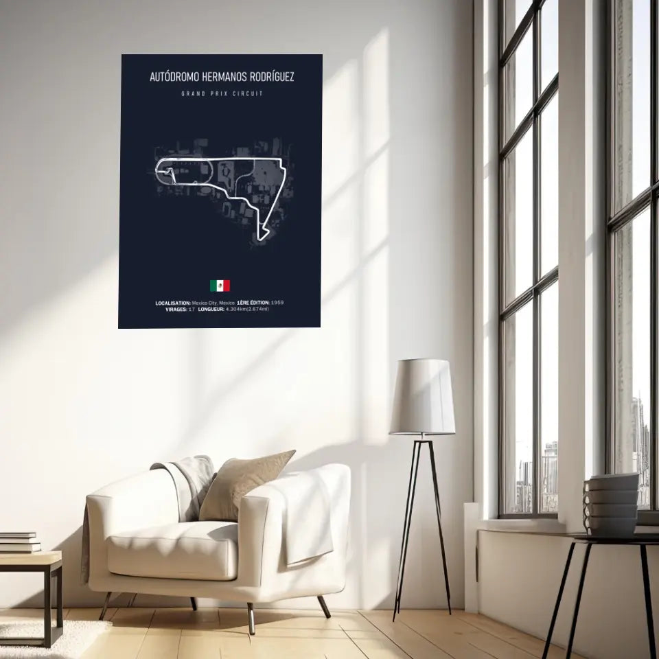 Affiche ou Tableau du Circuit de Formule 1 Autódromo Hermanos Rodríguez au Mexique