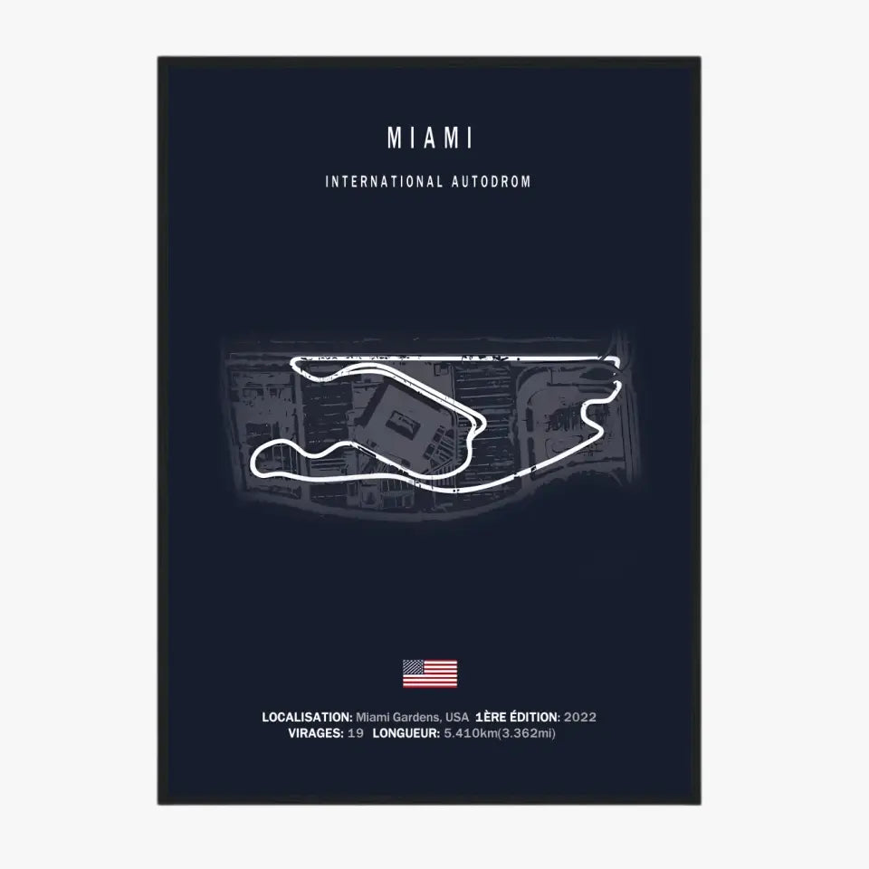 Affiche ou Tableau du Circuit de Formule 1 International Autodrom à Miami USA