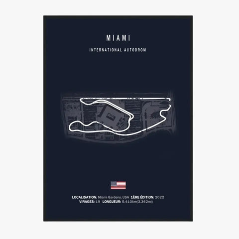 Affiche ou Tableau du Circuit de Formule 1 International Autodrom à Miami USA