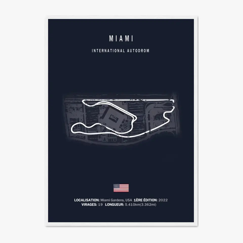 Affiche ou Tableau du Circuit de Formule 1 International Autodrom à Miami USA