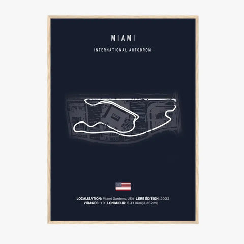 Affiche ou Tableau du Circuit de Formule 1 International Autodrom à Miami USA