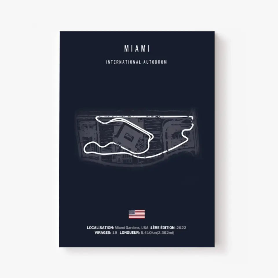 Affiche ou Tableau du Circuit de Formule 1 International Autodrom à Miami USA
