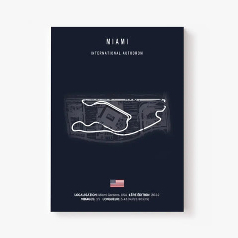 Affiche ou Tableau du Circuit de Formule 1 International Autodrom à Miami USA
