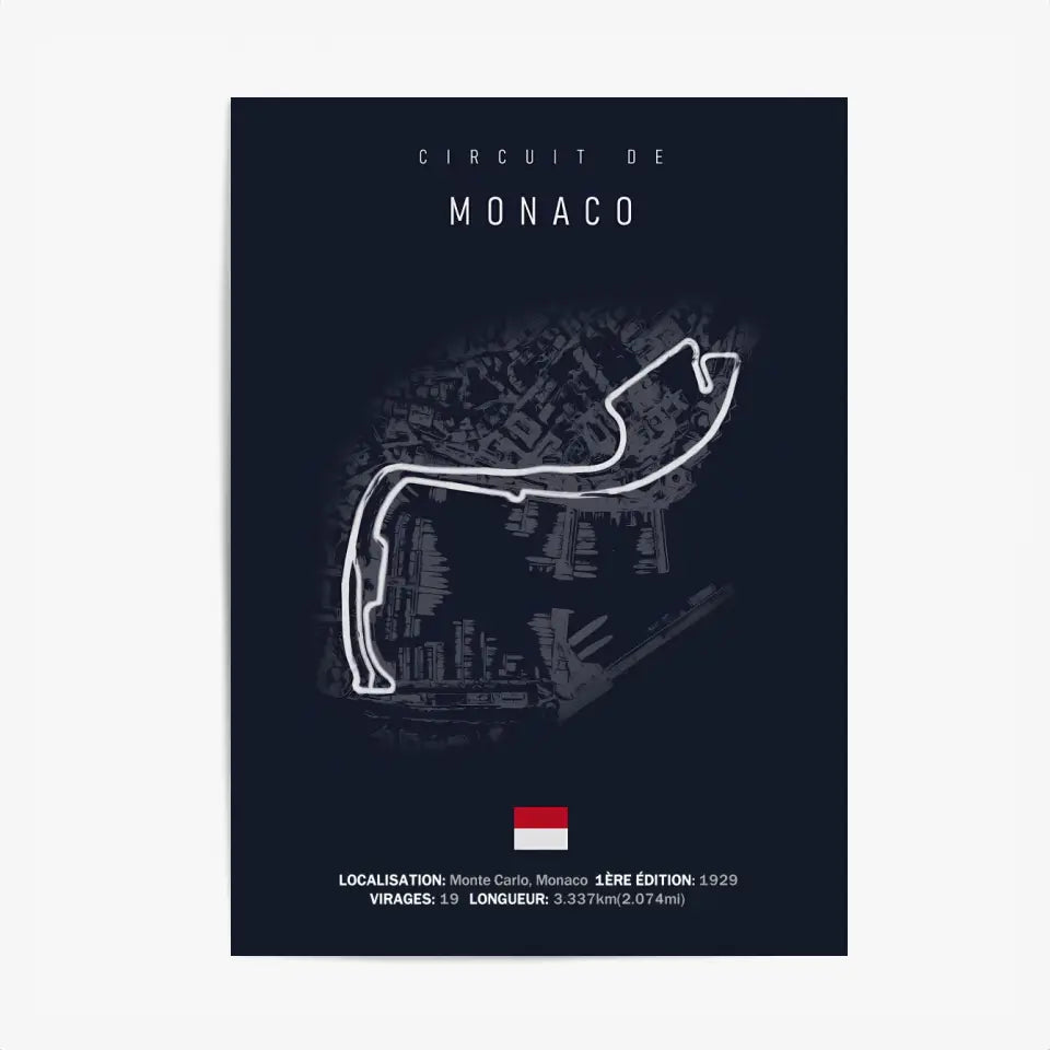 Affiche ou Tableau du Circuit de Formule 1 de Monaco à Monte Carlo