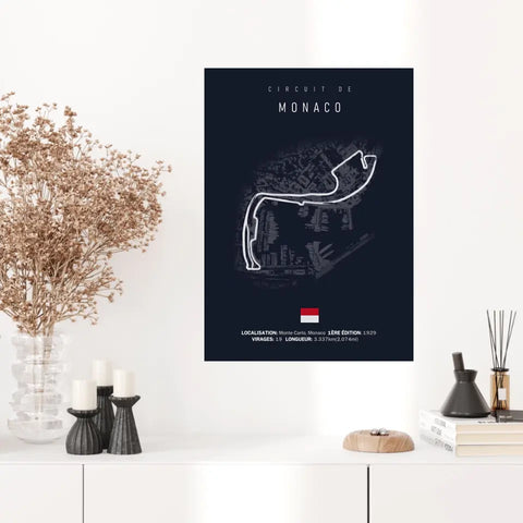Affiche ou Tableau du Circuit de Formule 1 de Monaco à Monte Carlo