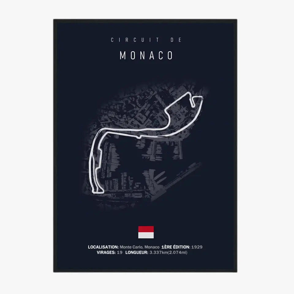 Affiche ou Tableau du Circuit de Formule 1 de Monaco à Monte Carlo