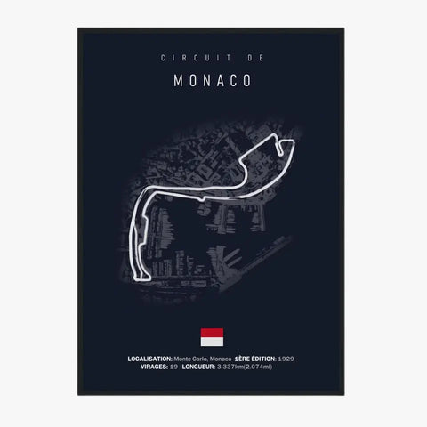 Affiche ou Tableau du Circuit de Formule 1 de Monaco à Monte Carlo