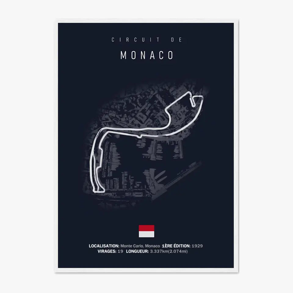 Affiche ou Tableau du Circuit de Formule 1 de Monaco à Monte Carlo