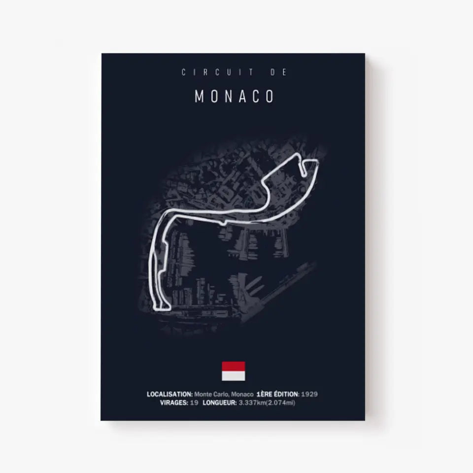 Affiche ou Tableau du Circuit de Formule 1 de Monaco à Monte Carlo