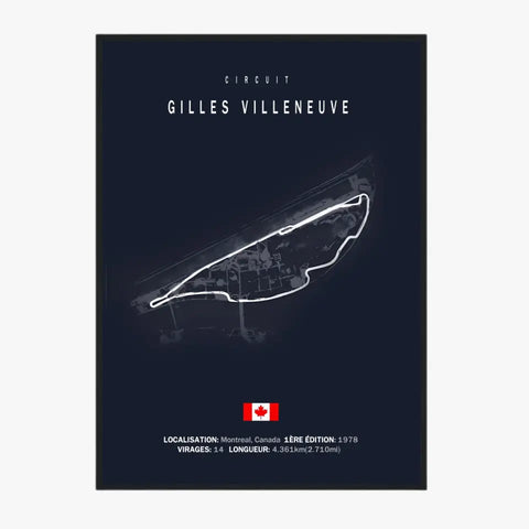 Affiche ou Tableau du Circuit de Formule 1 Gilles Villeneuve Montréal Canada