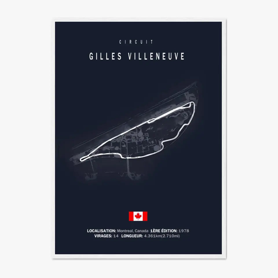 Affiche ou Tableau du Circuit de Formule 1 Gilles Villeneuve Montréal Canada