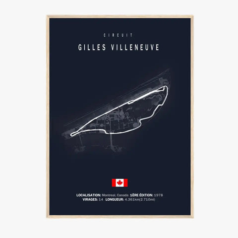 Affiche ou Tableau du Circuit de Formule 1 Gilles Villeneuve Montréal Canada
