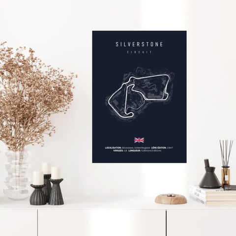 Affiche ou Tableau du Circuit de Formule 1 Silverstone en Grande-Bretagne