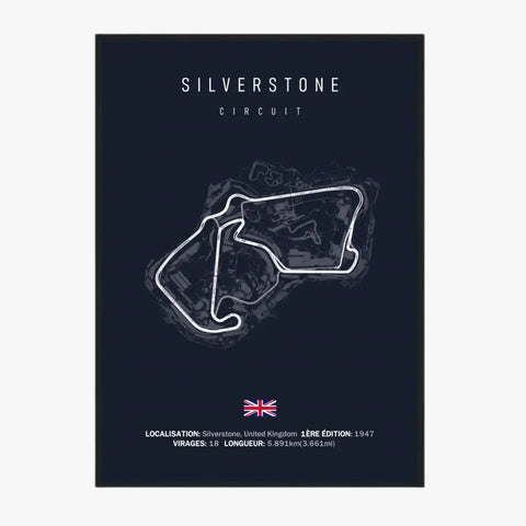 Affiche ou Tableau du Circuit de Formule 1 Silverstone en Grande-Bretagne