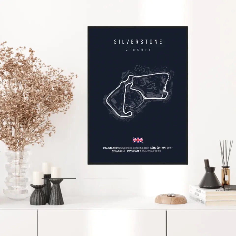 Affiche ou Tableau du Circuit de Formule 1 Silverstone en Grande-Bretagne