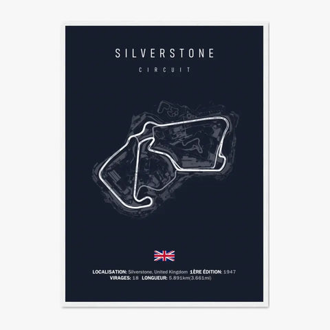 Affiche ou Tableau du Circuit de Formule 1 Silverstone en Grande-Bretagne