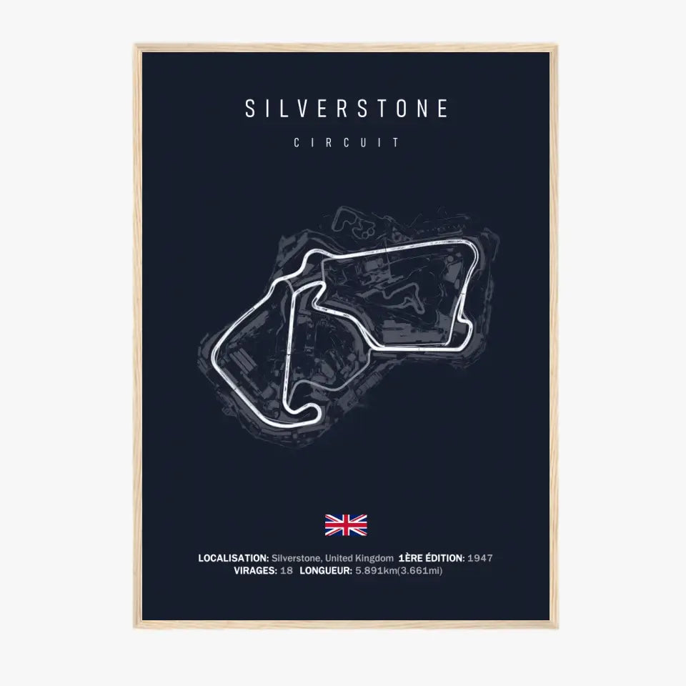 Affiche ou Tableau du Circuit de Formule 1 Silverstone en Grande-Bretagne