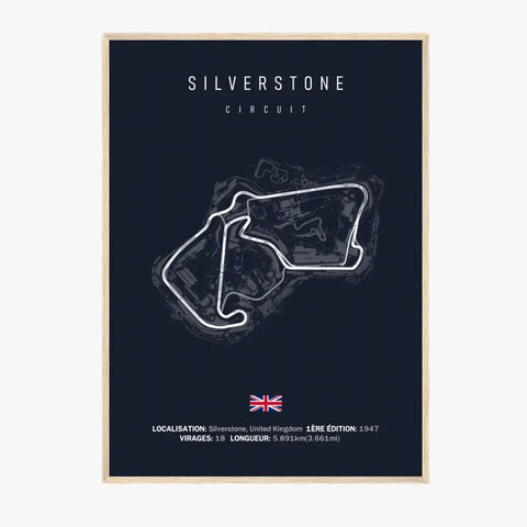 Affiche ou Tableau du Circuit de Formule 1 Silverstone en Grande-Bretagne
