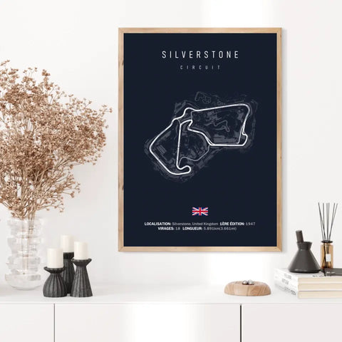 Affiche ou Tableau du Circuit de Formule 1 Silverstone en Grande-Bretagne