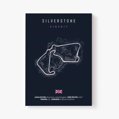 Affiche ou Tableau du Circuit de Formule 1 Silverstone en Grande-Bretagne