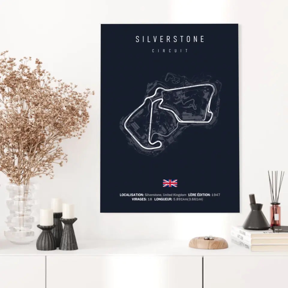Affiche ou Tableau du Circuit de Formule 1 Silverstone en Grande-Bretagne