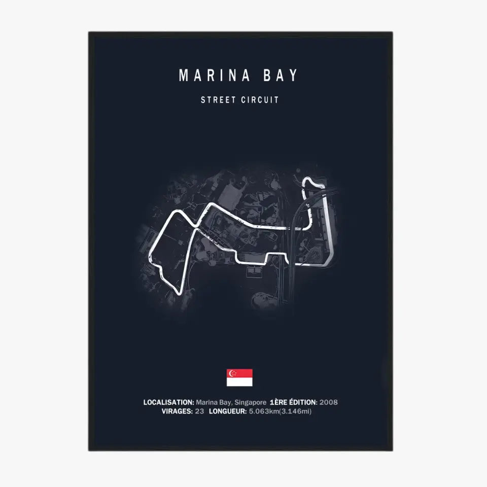 Affiche ou Tableau du Circuit de Formule 1 Marina Bay Singapour